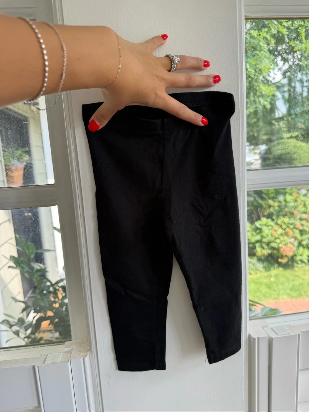 Cat & Jack Black Flair Ribbed Pant and Black Leggings Bundle 18M